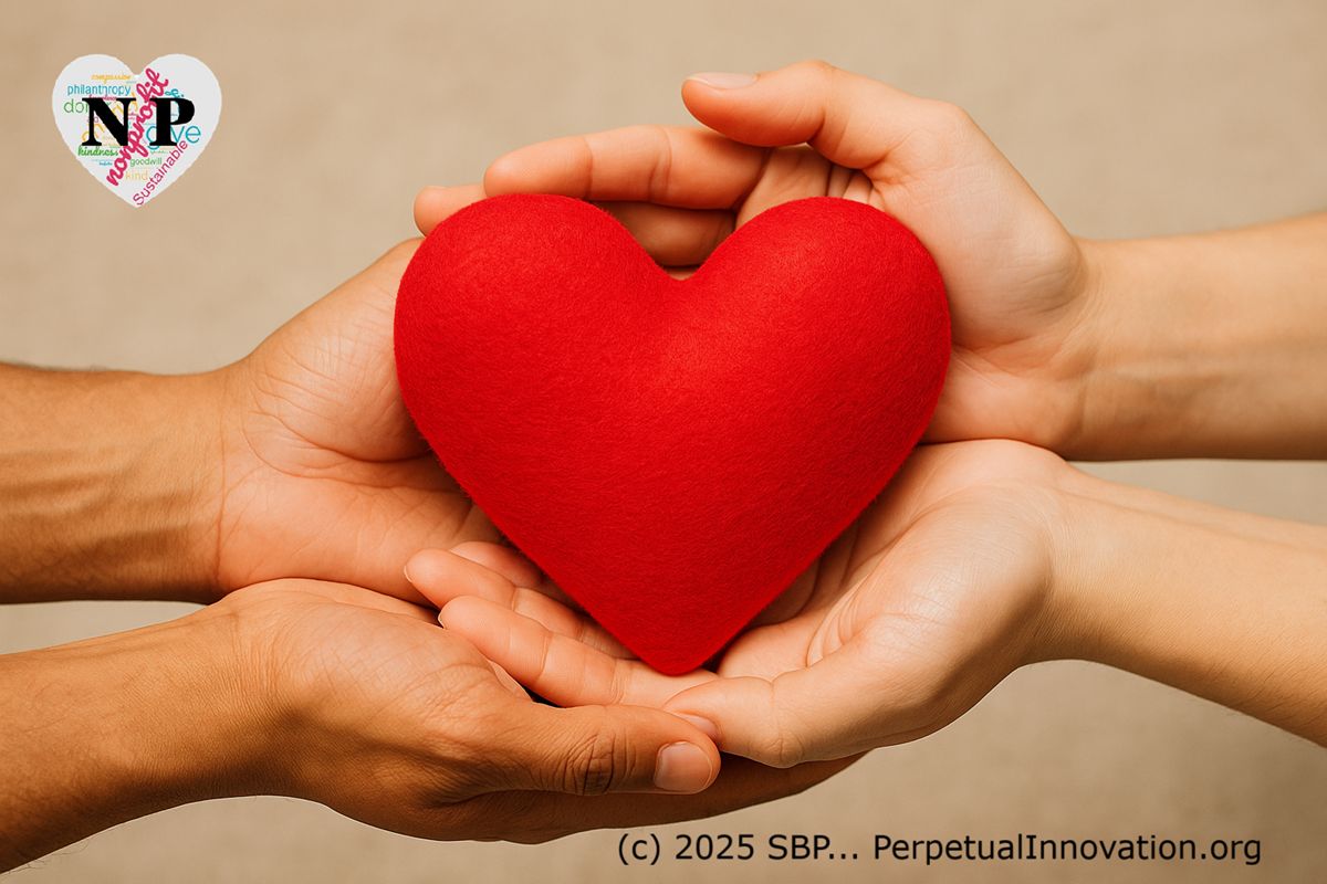 Hands of two people gently holding a bright red heart symbolizing generosity and Giving Tuesday charitable support.