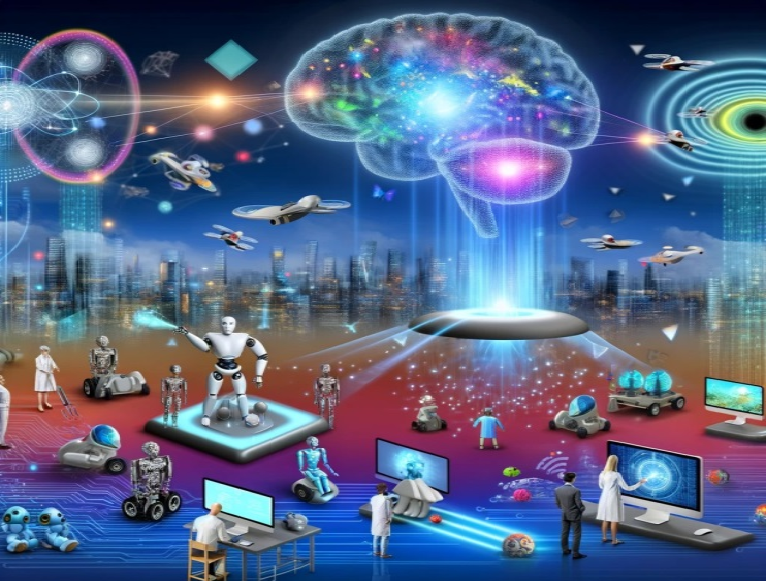Abstract cover art for Human + AI Delphi Planning, representing the fusion of expert insight (H) and artificial intelligence (AI) for strategic foresight and scenario planning