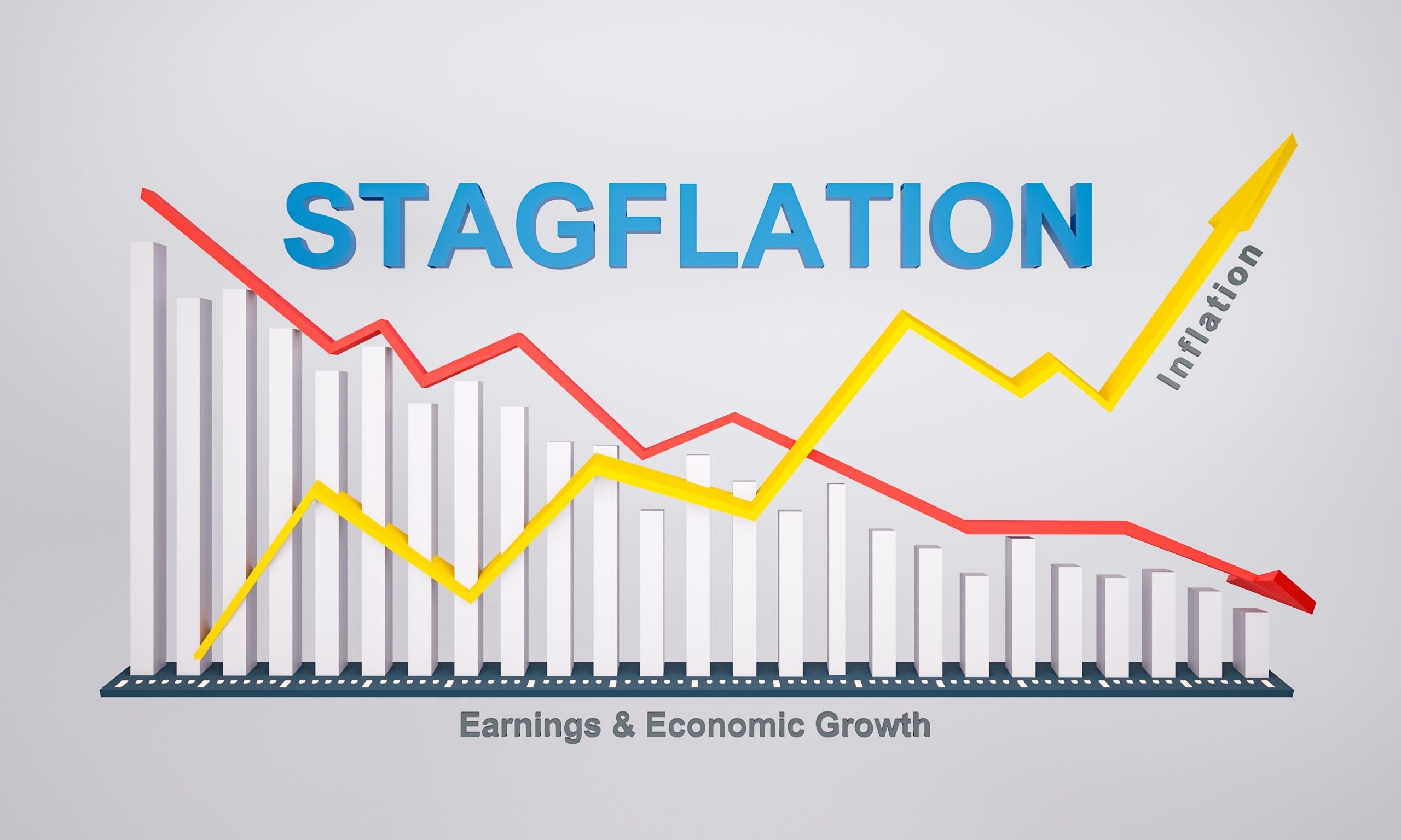 A visual representation of three US economic scenarios, including optimistic, pessimistic (stagflation), and mixed, to illustrate the potential impact of current policies on inflation and GDP growth.