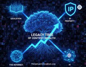 Four great equalizers: Education, IP Protection, the Internet, and Generative AI feeding the Legacy Tree of Content/Wealth in the creative economy.