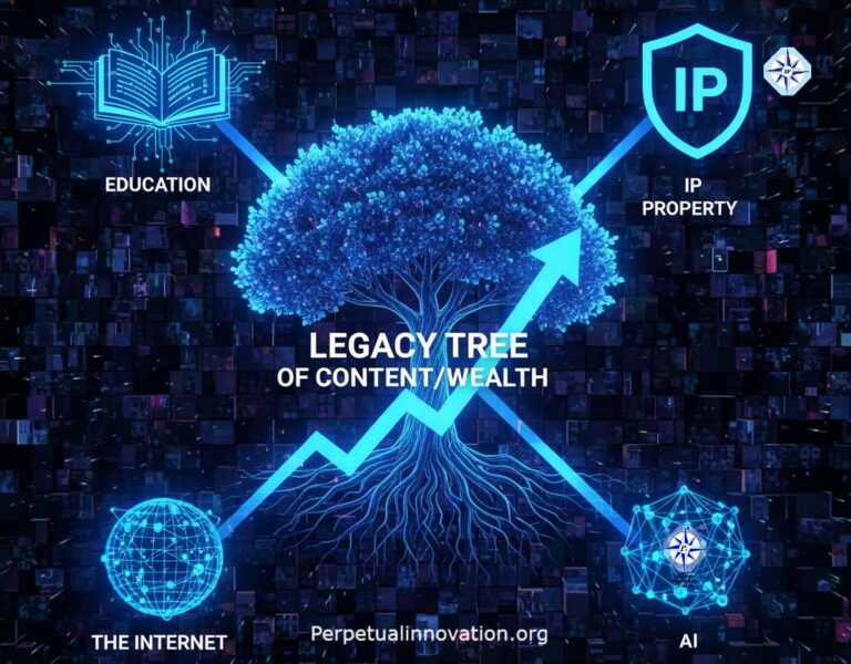 Four great equalizers: Education, IP Protection, the Internet, and Generative AI feeding the Legacy Tree of Content/Wealth in the creative economy.