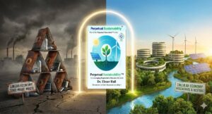 Linear-economy-vs-circular-economy comparison showing waste-based linear systems versus regenerative circular systems