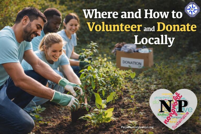 Where and how to volunteer and donate locally – community volunteers planting trees and supporting local charities