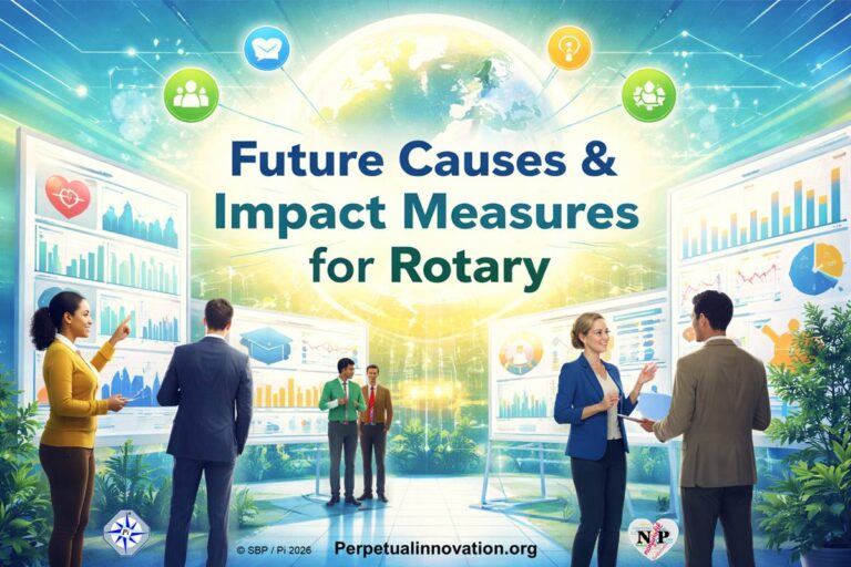 Future causes and impact measures for Rotary illustrated through a human-centered impact dashboard with AI-assisted attribution and sustainability impact measurement